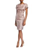 Pleated Crosshatching Embroidered