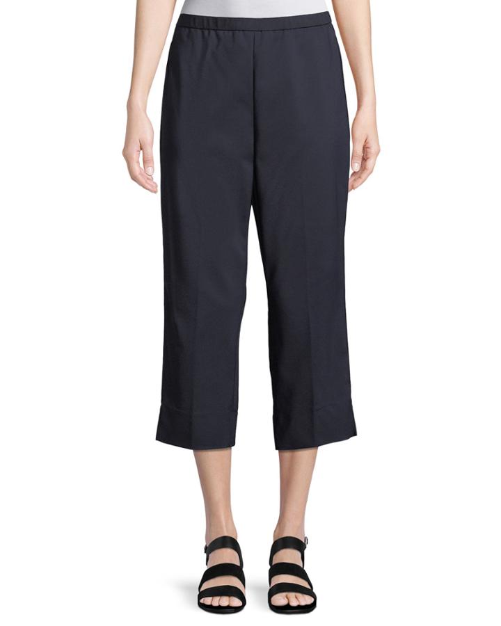 Flat-front Ponte Capri Pants