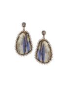 Bavna Amorphous Labradorite & Champagne Diamond Double-drop Earrings, Women's,