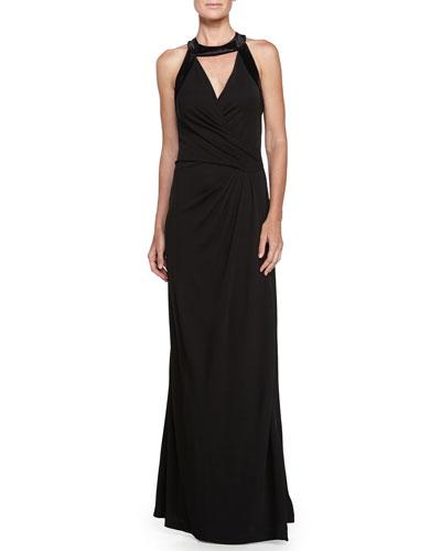 Cutout Detail Evening Gown, Black