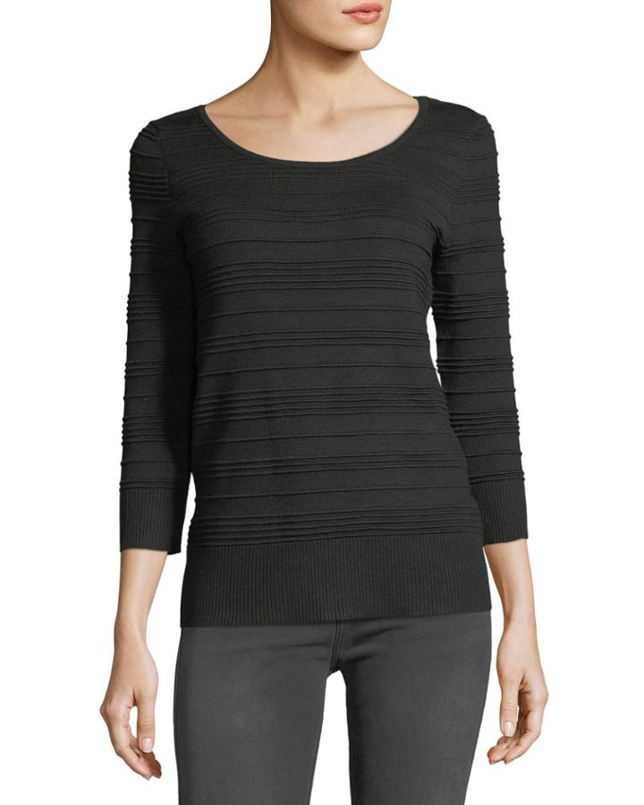 Cross-back Striped Tee, Black