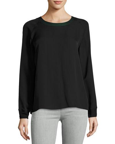 Ribbed-trim Silk