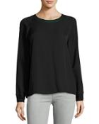 Ribbed-trim Silk