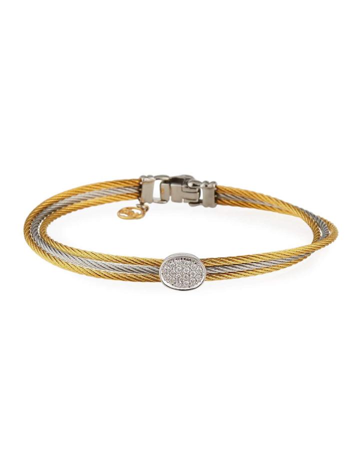 Layered Cord Bracelet W/ Diamond Pave, Gold/silver