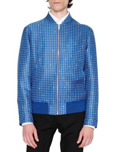 Foulard Jacquard Bomber Jacket, Blue/white