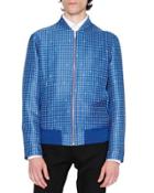 Foulard Jacquard Bomber Jacket, Blue/white