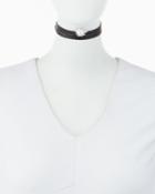 Monarch Pearly Crystal Leather Choker Necklace