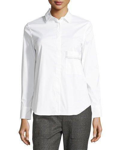 Monili-beaded Poplin Top
