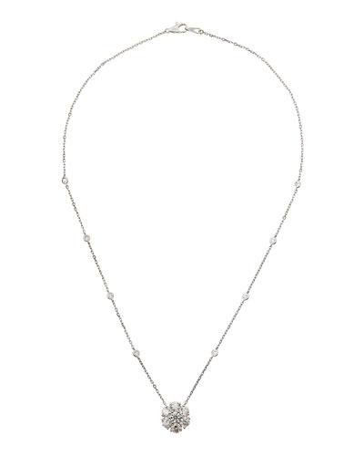 Diamond Flower Pendant Necklace,