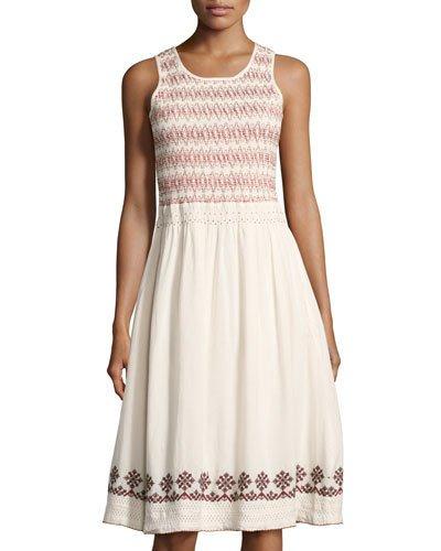 Tamarack Smocked-bodice Dress, Ivory