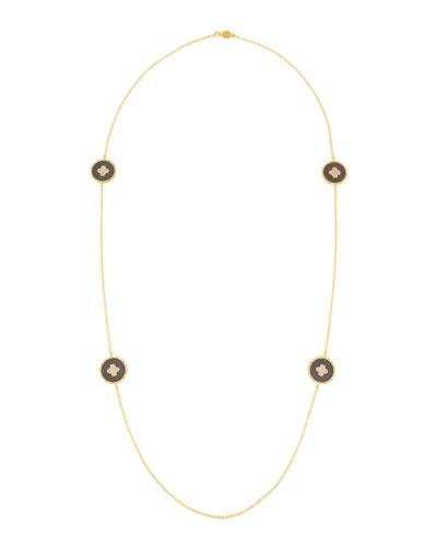 Long Medallion Clover Station Necklace