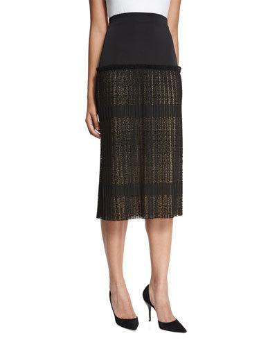 Alysa High-rise Paneled Plisse Lace Midi