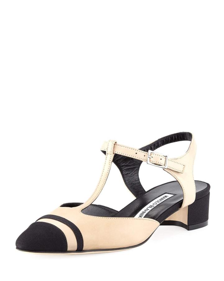 Iodora Cap-toe T-strap Pump