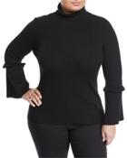 Ribbed Turtleneck Bell-sleeve