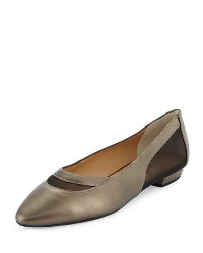 Gena Mesh Inset Flat, Pewter