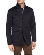 Wade Wool-cashmere Blazer Jacket, Navy