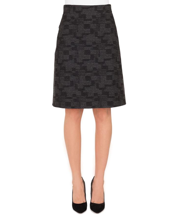 A-line Check Cashmere Fleece Knee-length