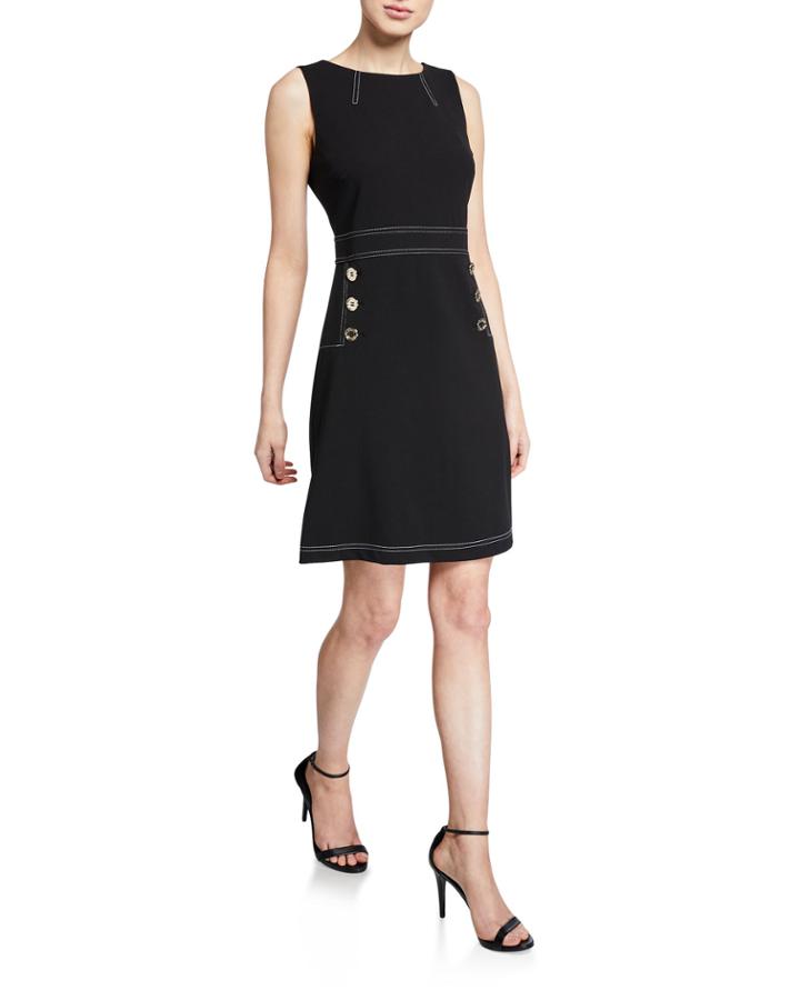 Sailor Button Crepe A-line Dress