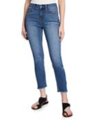 Cropped Skinny Jeans With Frayed Hem