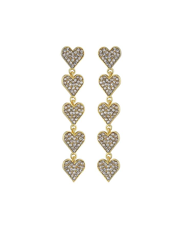 Linear Heart Dangle Earrings
