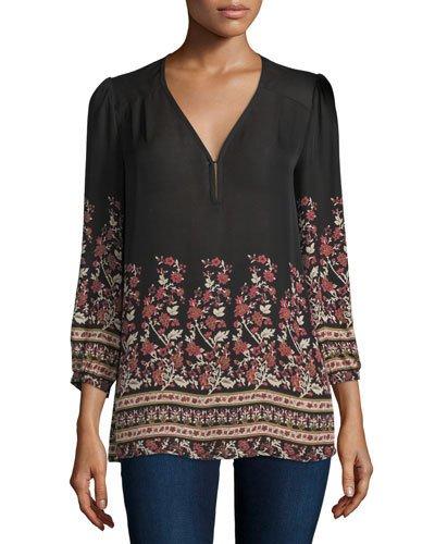 Riva Floral-print 3/4-sleeve Georgette Top