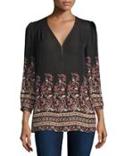 Riva Floral-print 3/4-sleeve Georgette Top