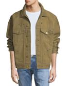 Men's Distressed Selvedge Denim Trucker Jacket