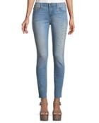 Jackie Pearl-trim Raw-hem Jeans