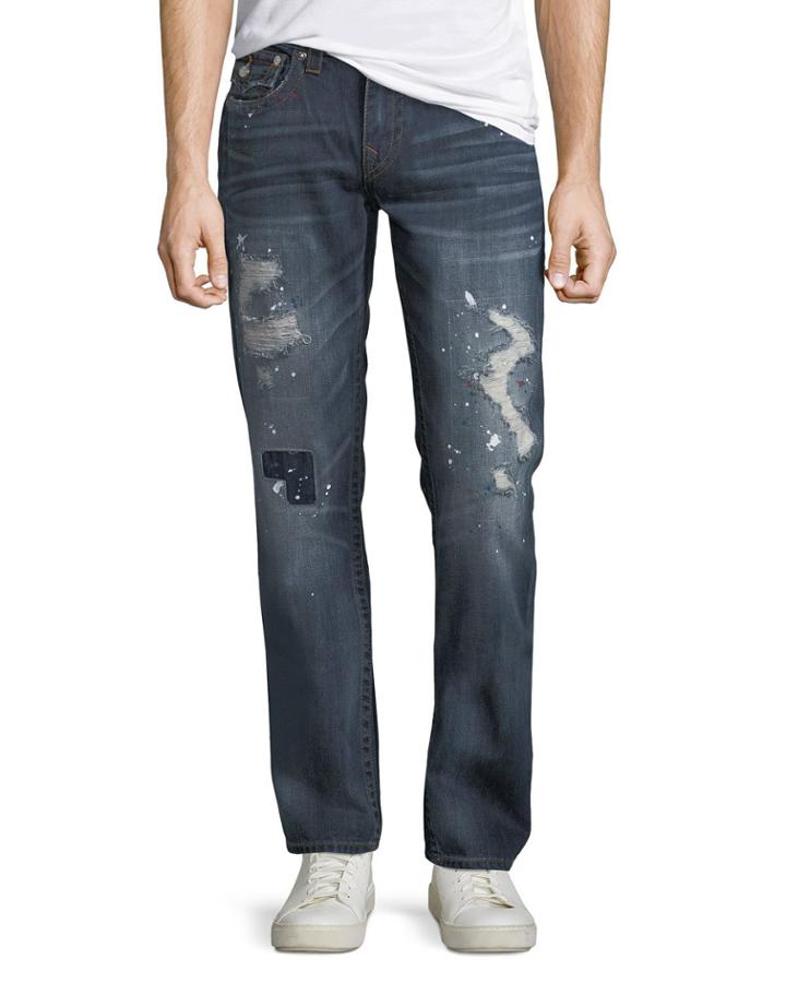 Men's Straight-leg Paint-splatter Jeans