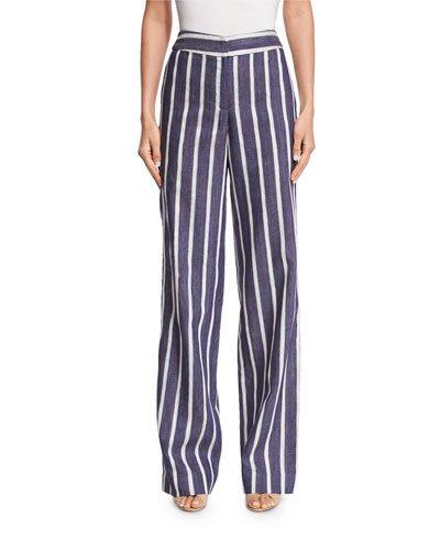Striped High-waist Wide-leg Trousers
