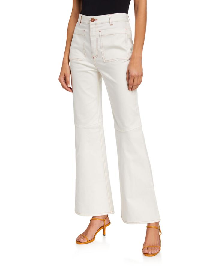 High-rise Cropped Flare Pants W/ Contrast