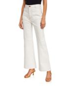 High-rise Cropped Flare Pants W/ Contrast