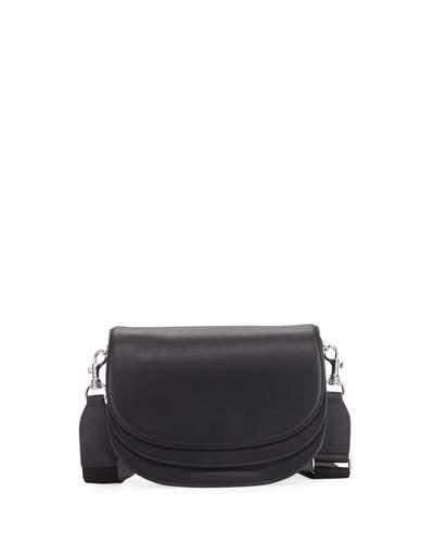 Landon Smooth Leather Saddle Bag, Black
