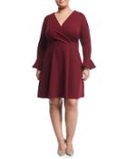 V-neck Wrap Dress With Sleeve Detail,