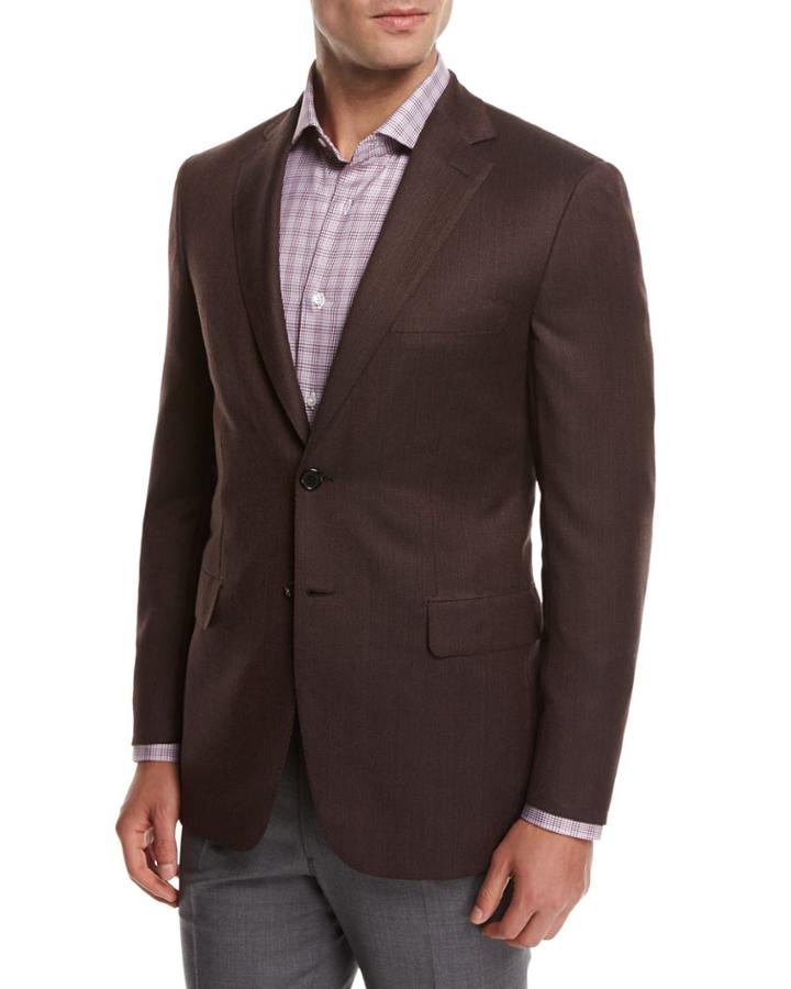 Solid Wool Sport Coat, Rust Brown