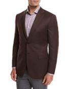 Solid Wool Sport Coat, Rust Brown
