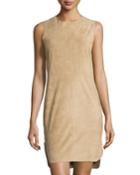 Cusp By Neiman Marcus Sleeveless Faux-suede Dress, Camel, Women's,