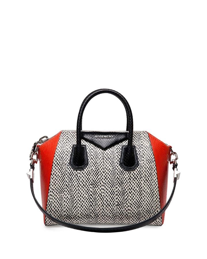 Givenchy Antigona Medium Elaphe Satchel Bag, Multi, Women's, Black/white/orang