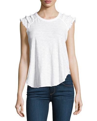 Ruffle-shoulder Tee