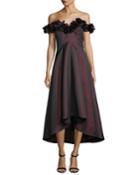 Off-the-shoulder 3d Floral Evening Gown