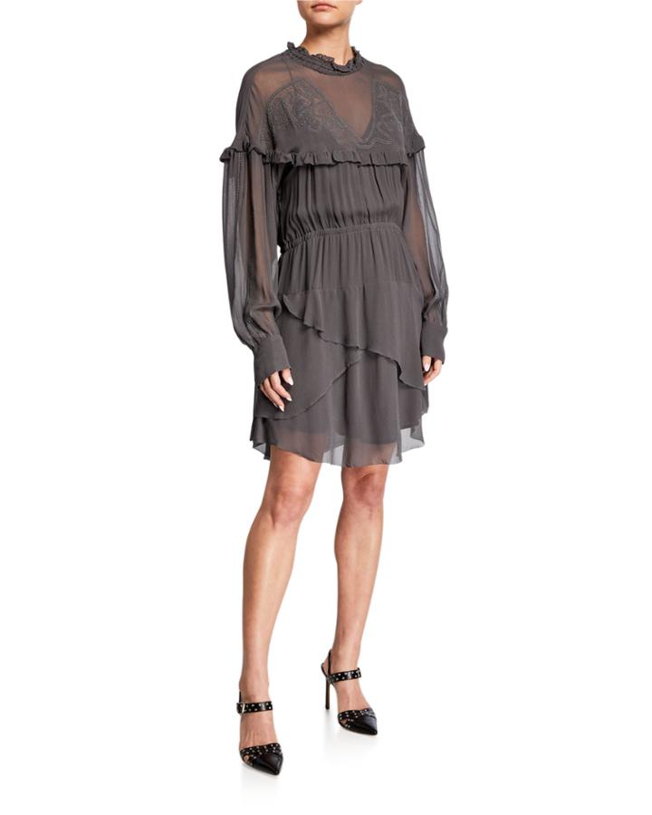 Paradiz Embroidered Ruffle Dress