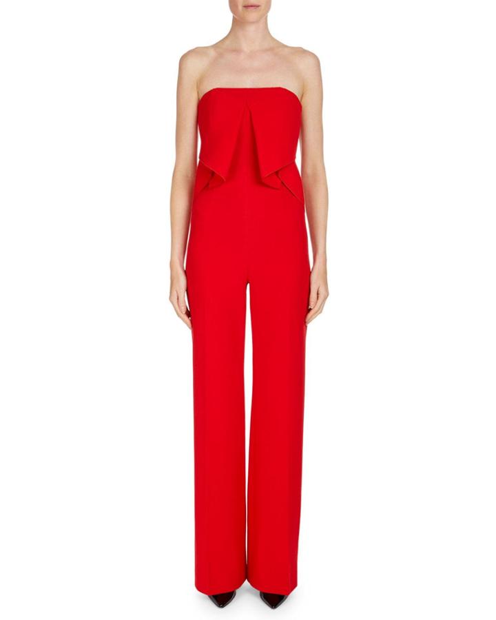 Strapless Wide-leg Jumpsuit With Golden Zip