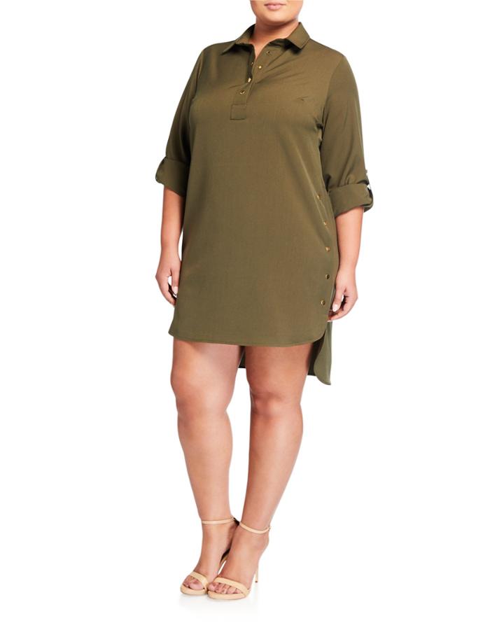 Plus Size 3/4-sleeve V-neck Dress