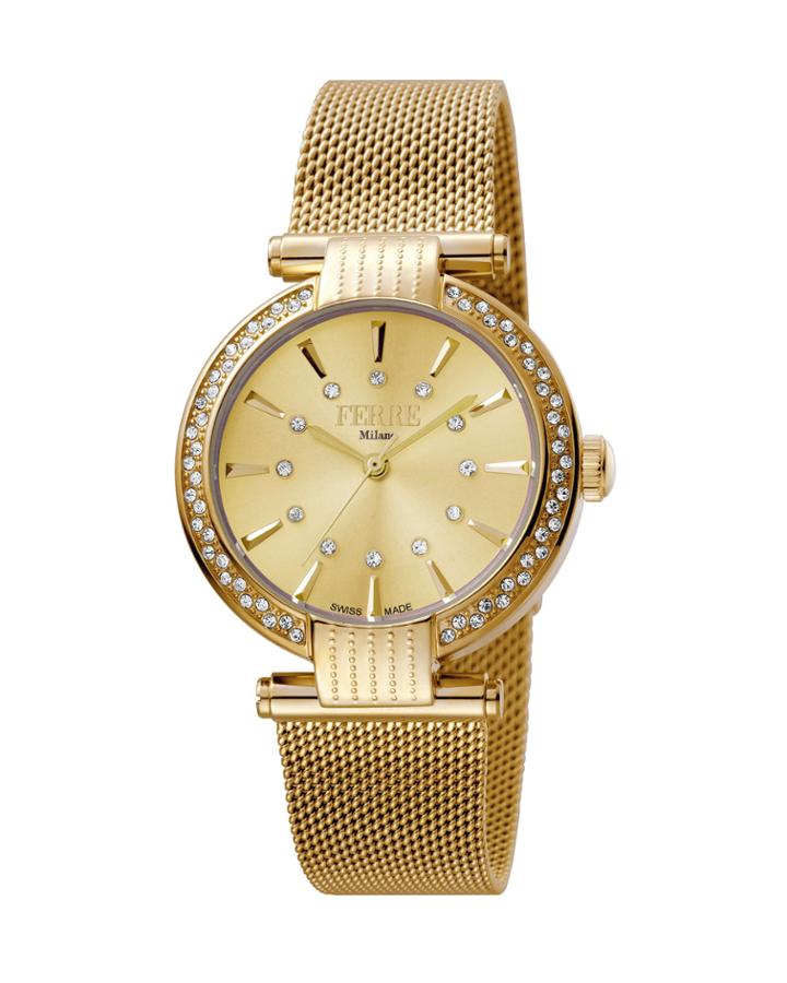 Women's 34mm Stainless Steel 3-hand Glitz Milgrain Watch With Bracelet, Golden