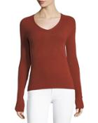 Cashmere Basic Pullover Sweater, Orange