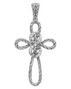 Classic Chain Large Silver Diamond Cross Pendant Enhancer