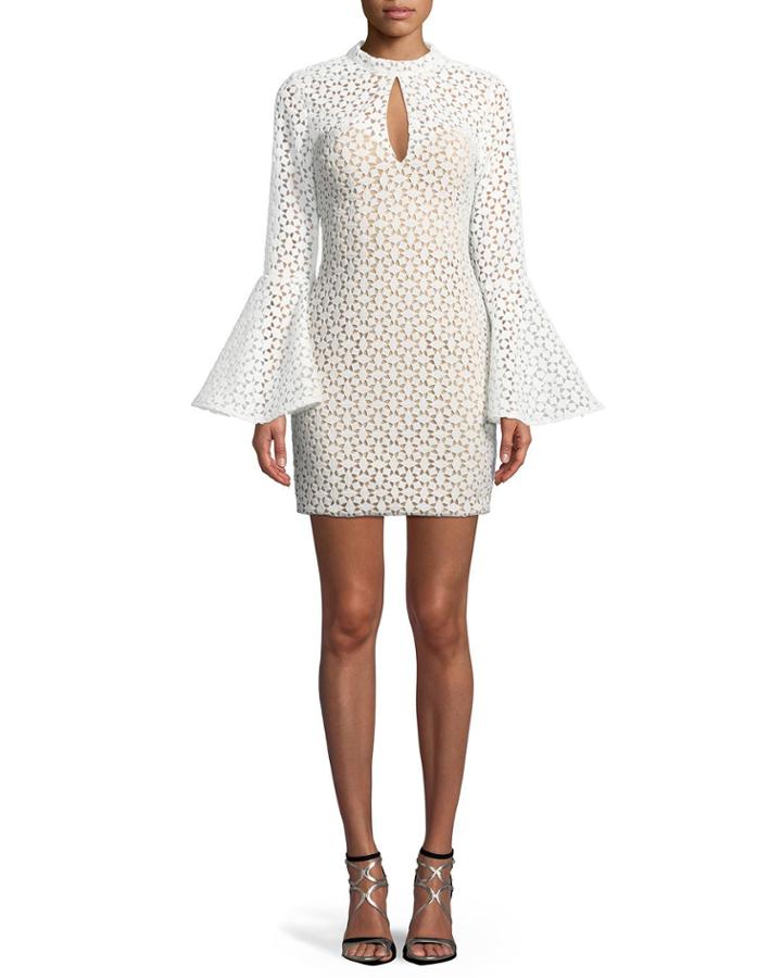 Lace Bell-sleeve Keyhole