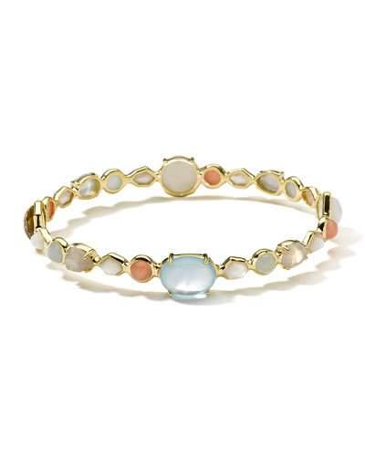 18k Gold Modern Rock Candy Gelato Multi Stone Oval Bangle In