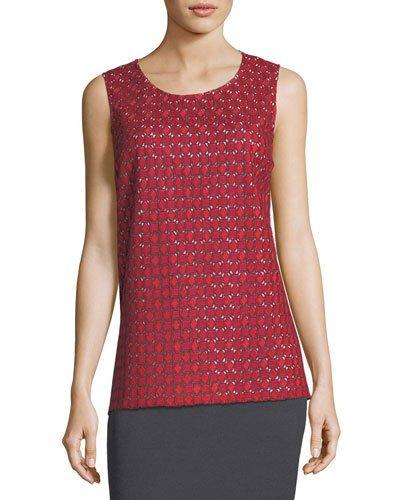 Geo Guipure-lace Jewel-neck