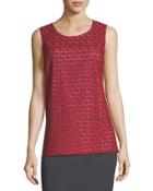 Geo Guipure-lace Jewel-neck